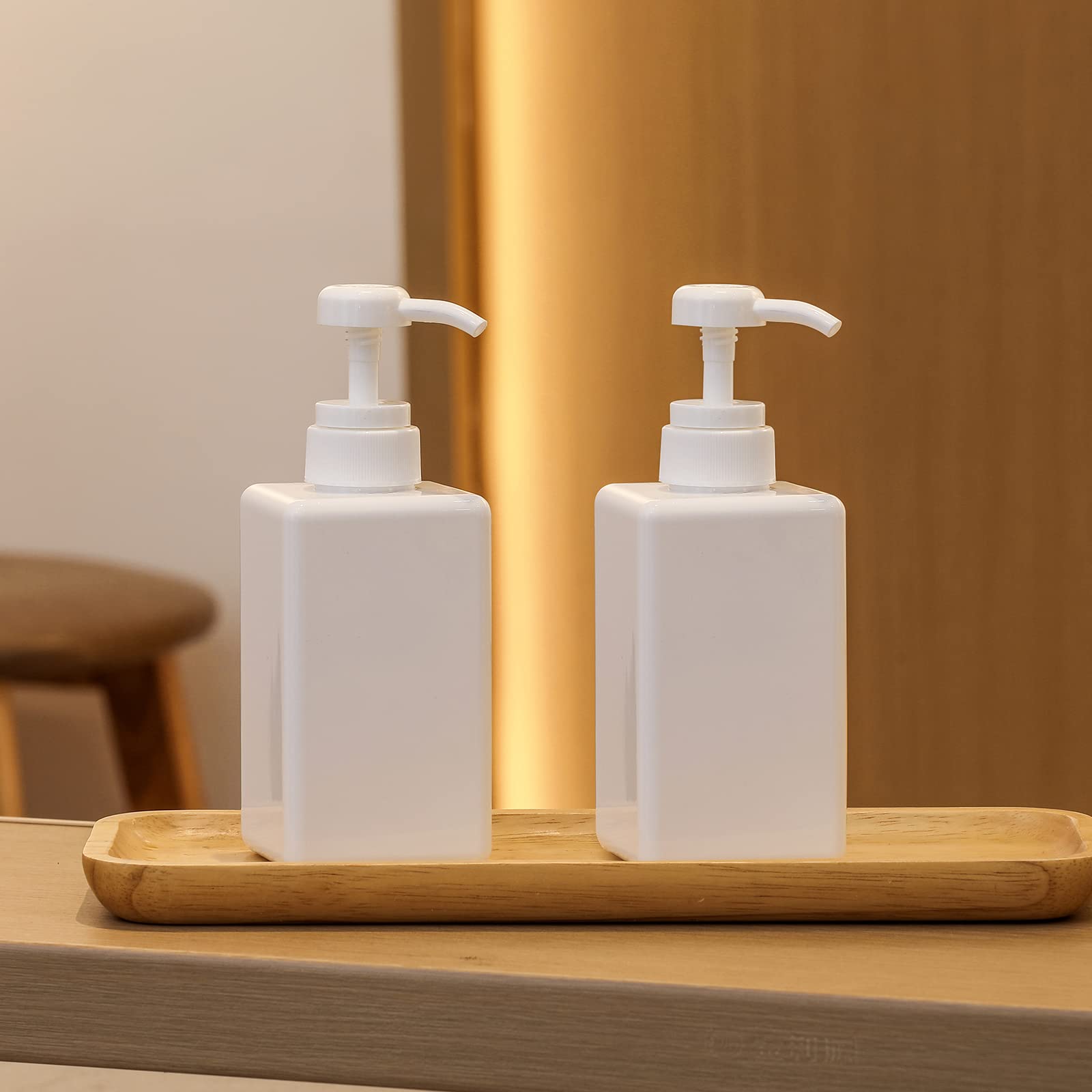 Pump Bottle, 15Oz/450Ml Refillable Plastic Empty Lotion Soap Dispenser Liquid Container For Shampoo Or Body Wash, 2 Pack White